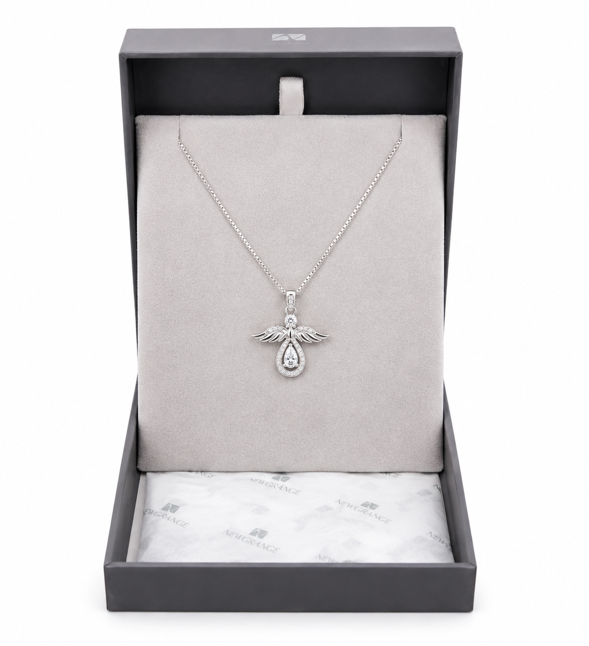 Silver Crystal Angel Necklace