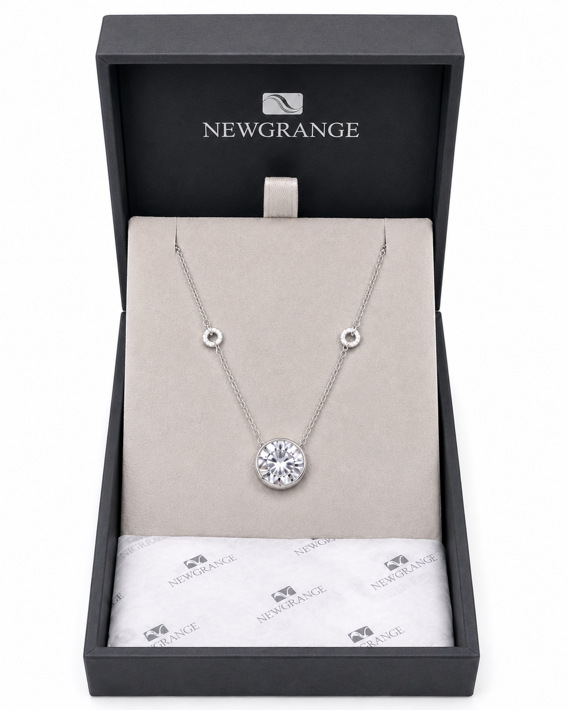 Silver Solitaire Crystal Necklace