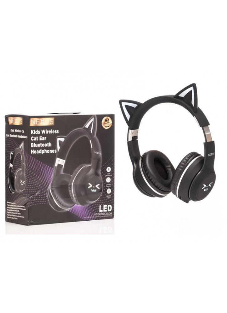 NEXUS KIDS WIRELESS CAT EAR CHILDRENS BLUETOOTH HEADPHONES IN BLACK
