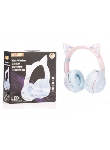 NEXUS KIDS WIRELESS CAT EAR CHILDRENS BLUETOOTH HEADPHONES IN BLUE/PINK