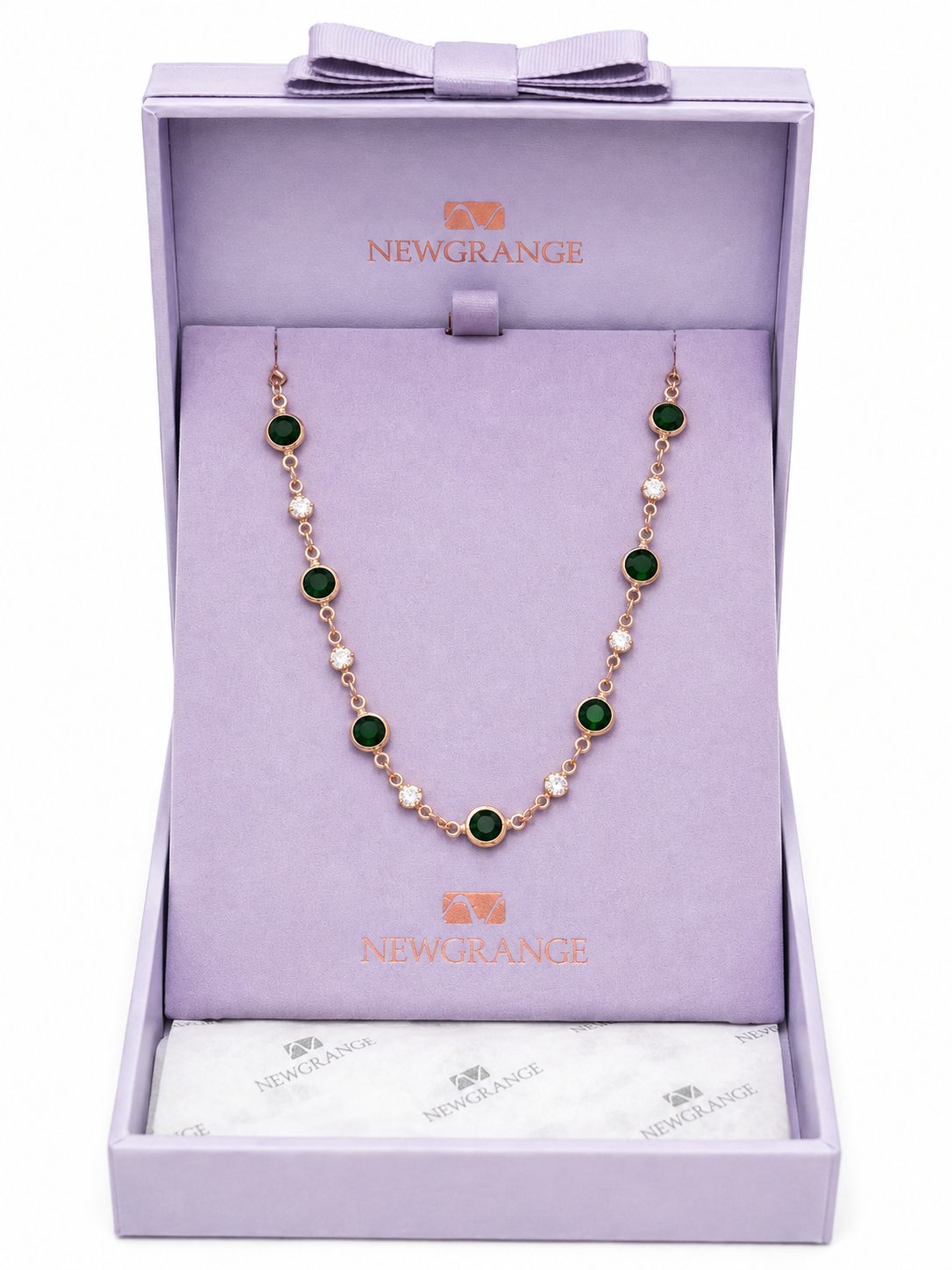 Rose Gold Green Crystal Necklace