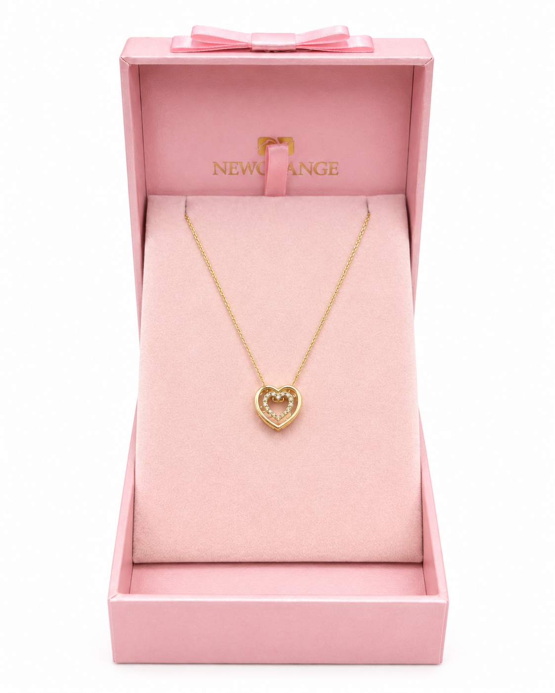 Gold Double Heart Pendant Necklace