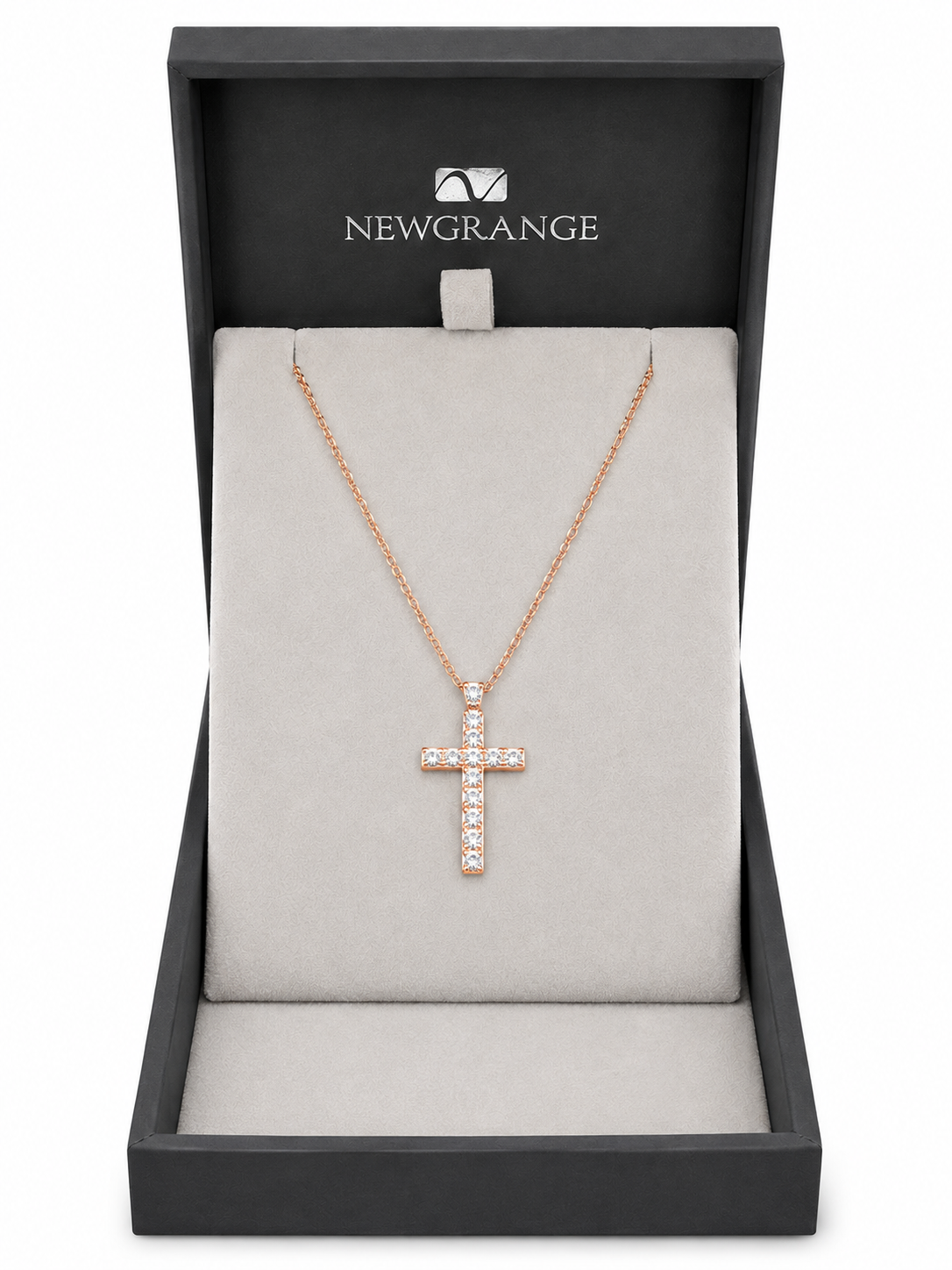 Newgrange Rose Gold Crystal Cross Necklace