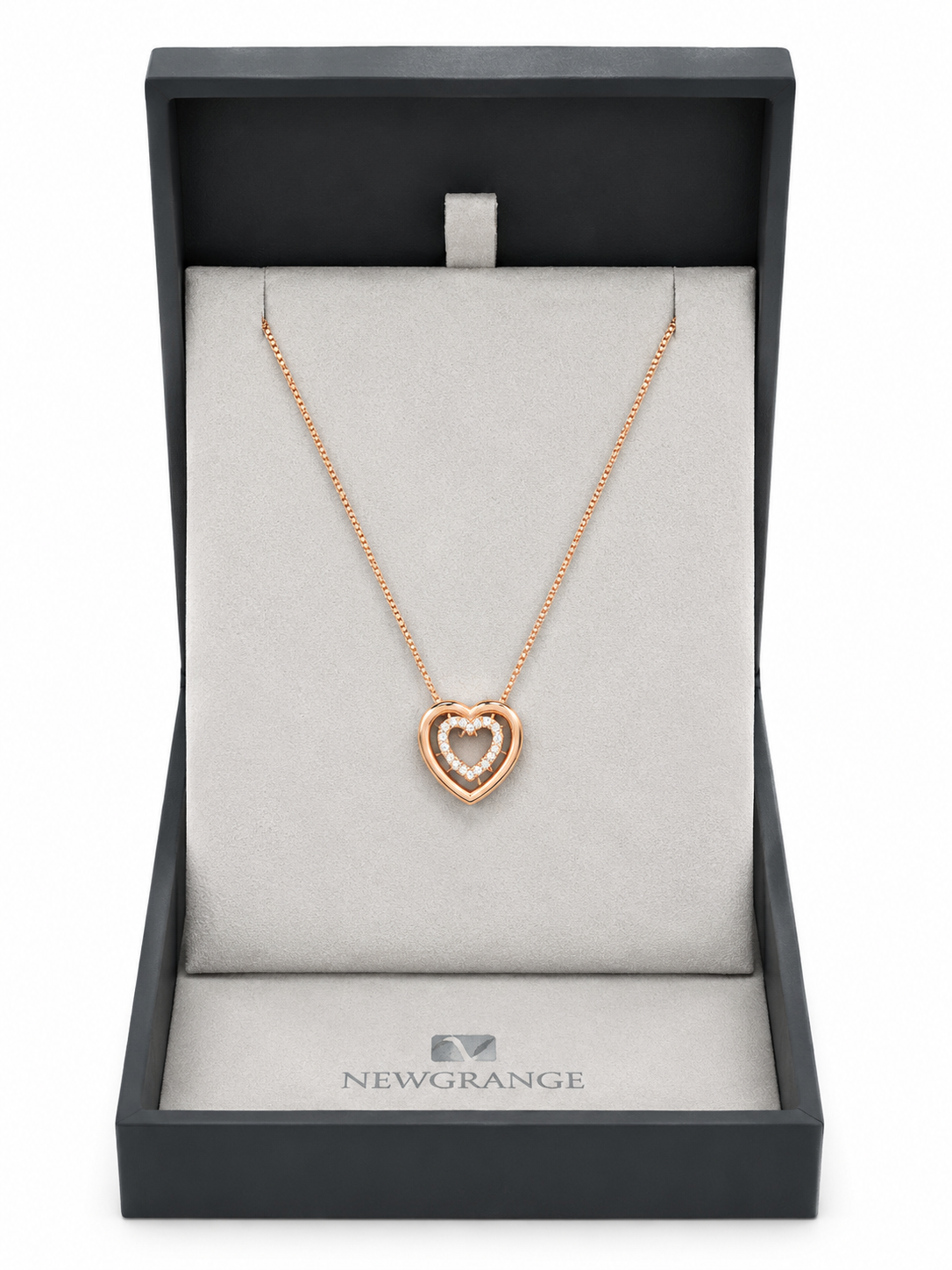 Newgrange Rose Gold Crystal Heart Necklace