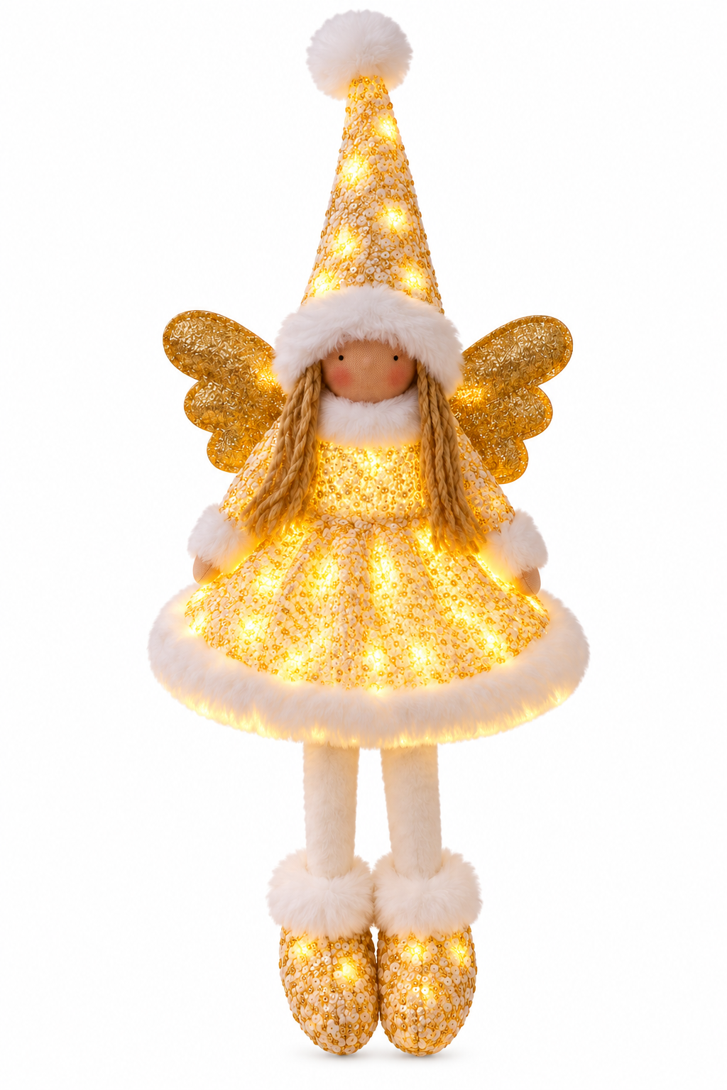 Sitting Light-Up Gold Christmas Angel