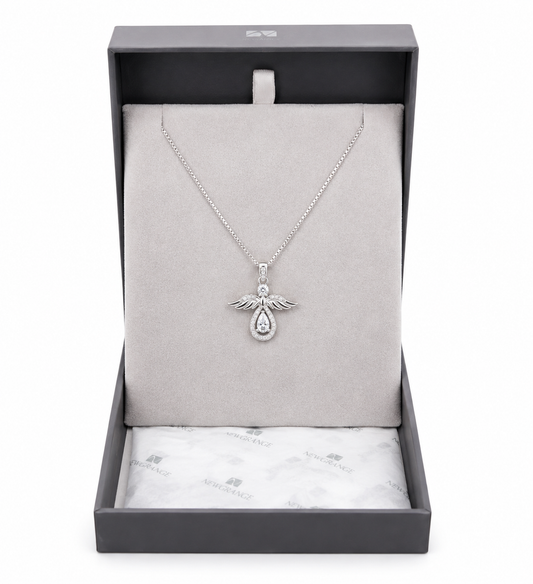 Silver Crystal Angel Necklace