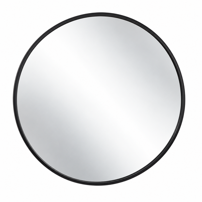 Round Black Slim Frame Wall Mirror