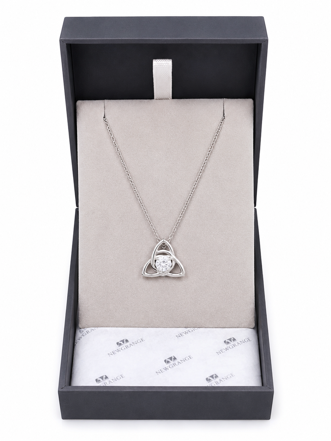 Silver Trinity Knot Crystal Necklace