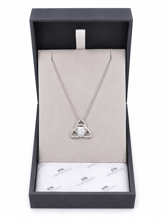 Silver Trinity Knot Crystal Necklace