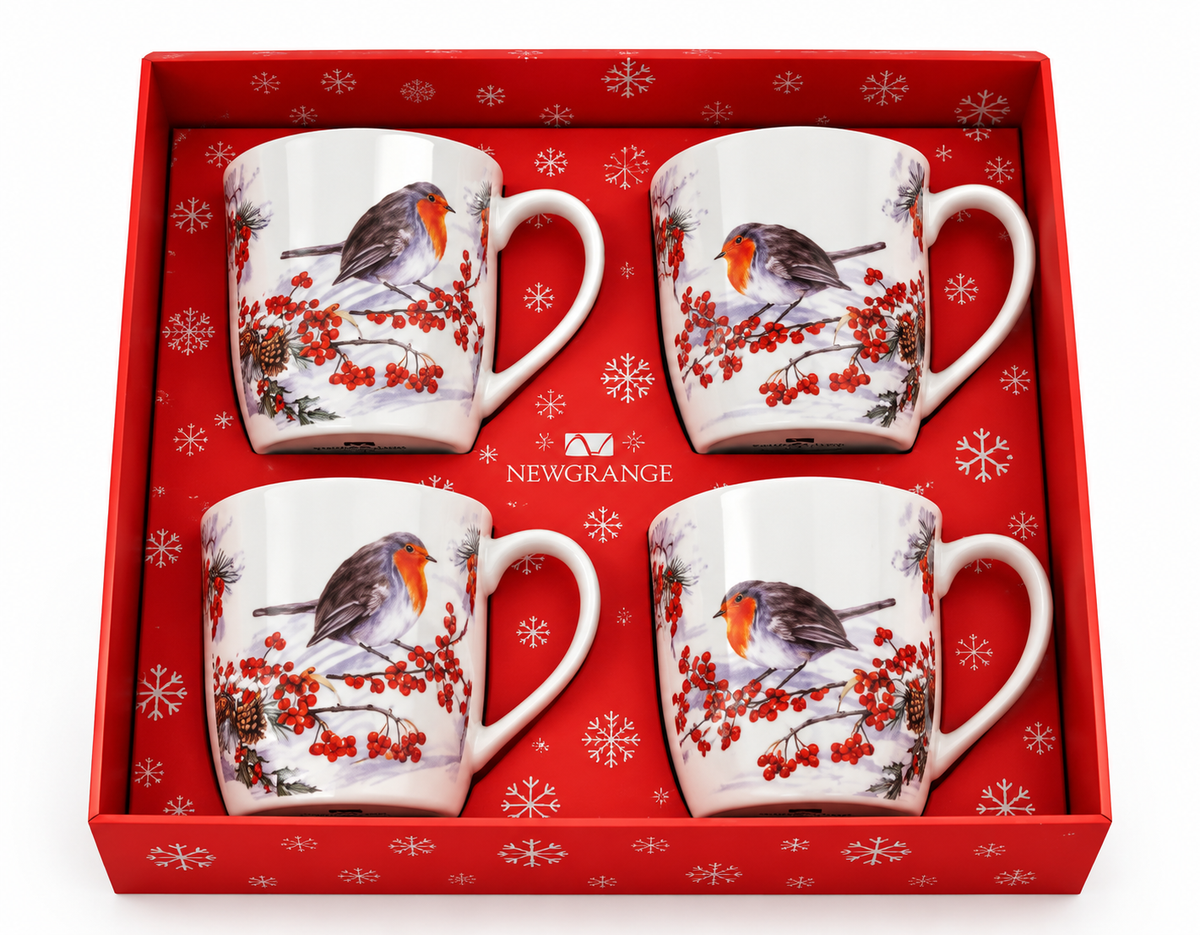 Newgrange Robin Mug Set – Set of 4