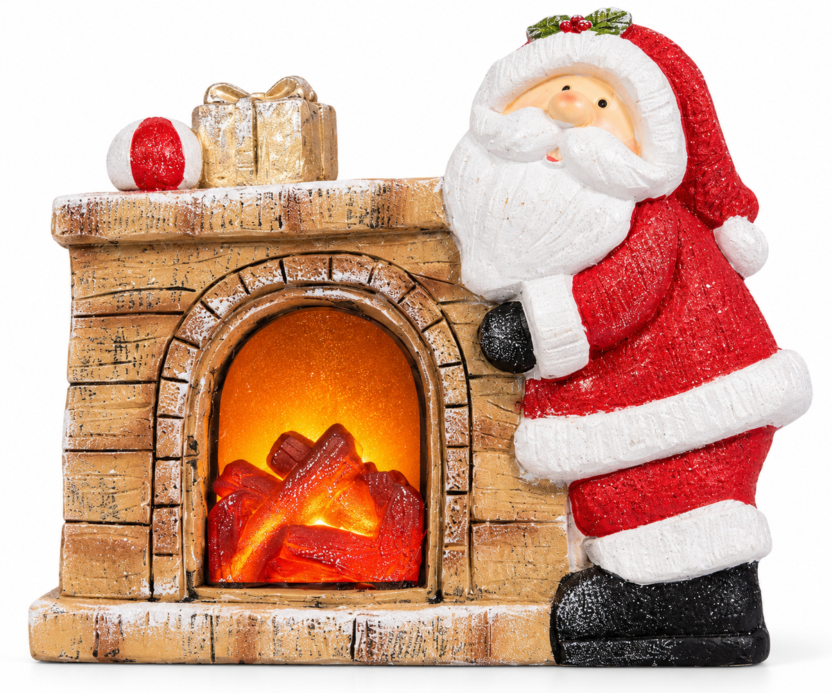 Light-Up Santa Fireplace Decoration