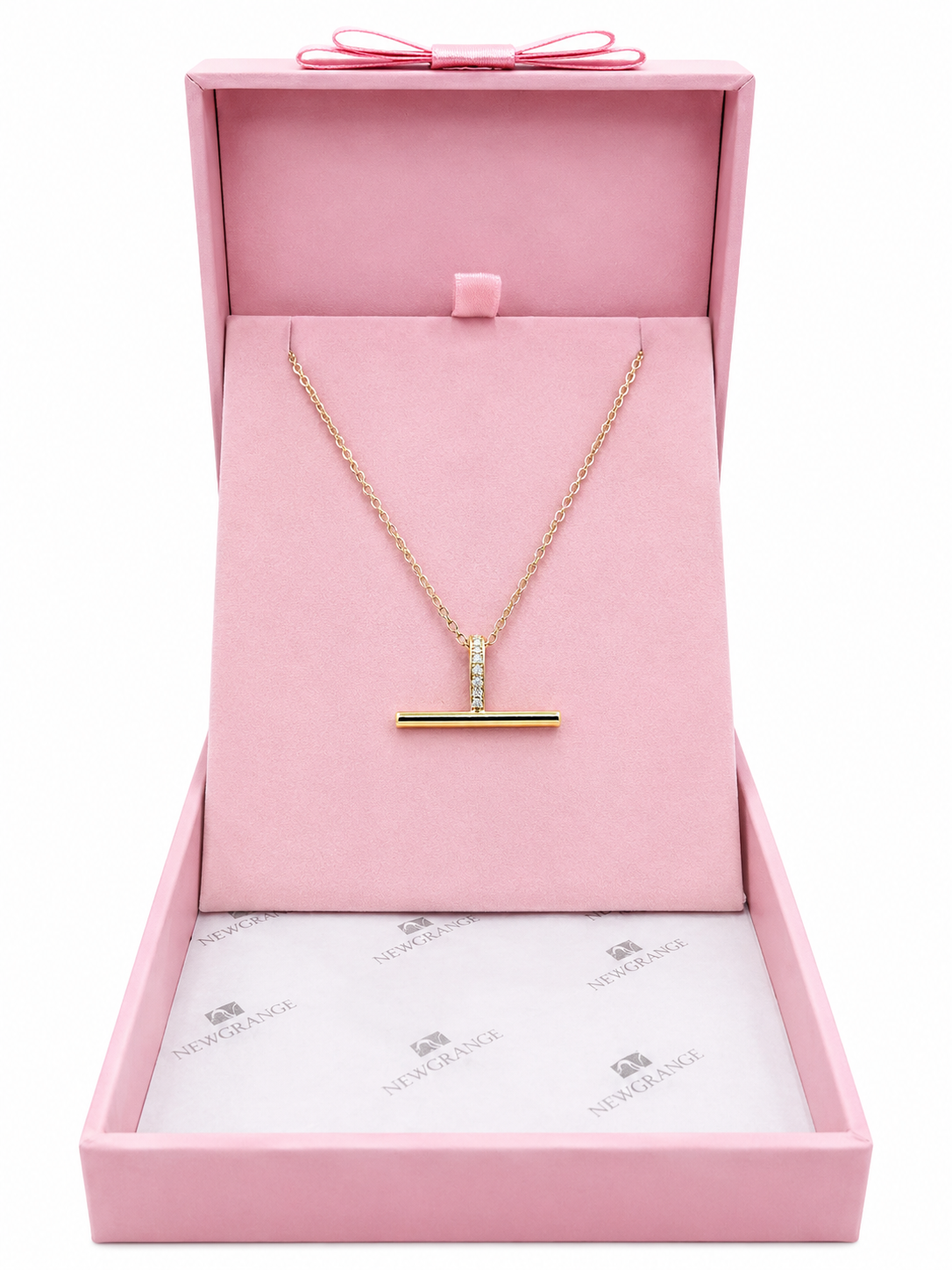 Gold T-Bar Sparkle Necklace