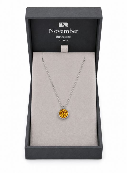 November Citrine Birthstone Necklace
