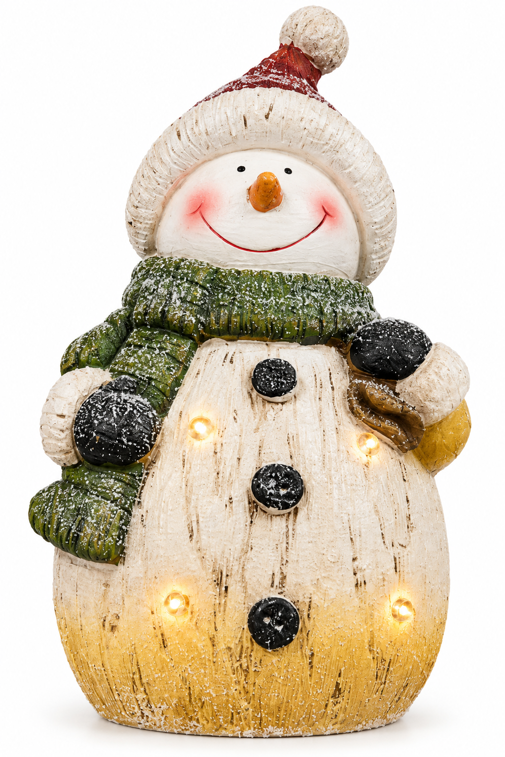 Light-Up Ceramic Snowman Decoration