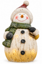 Light-Up Ceramic Snowman Decoration