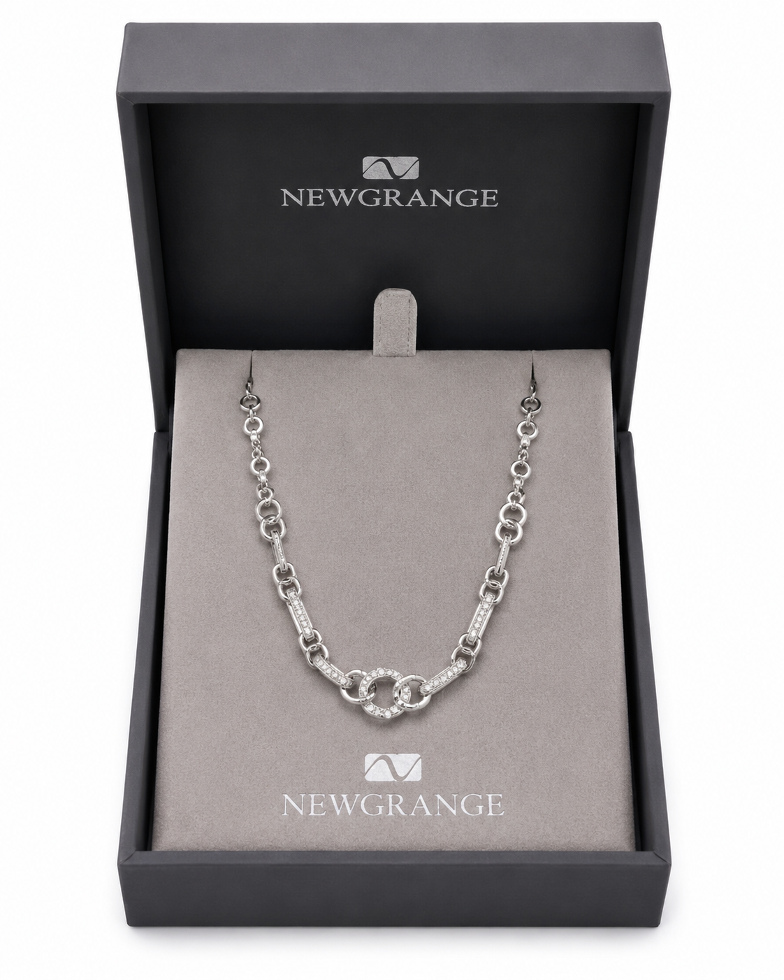 Silver Crystal Link Necklace