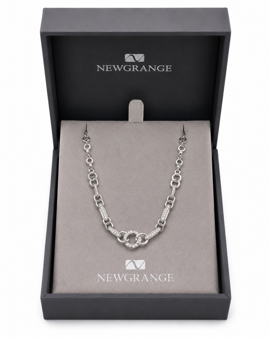 Silver Crystal Link Necklace