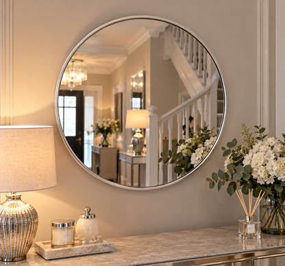 Silver Round Wall Mirror