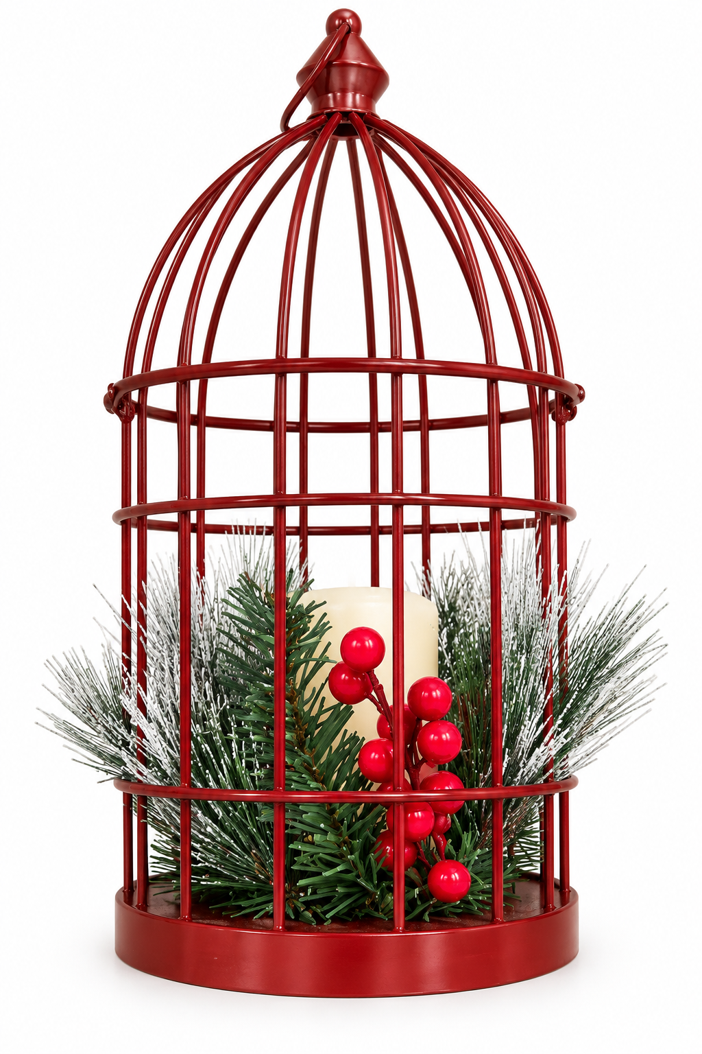 Red Christmas Lantern with Candle