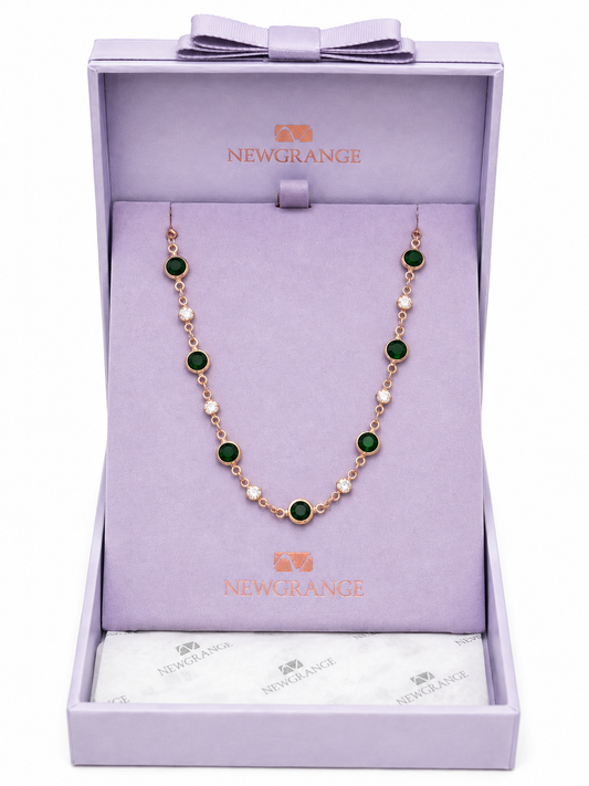 Rose Gold Green Crystal Necklace