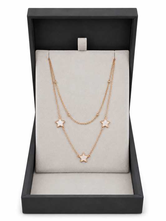 Newgrange Rose Gold Star Layered Necklace