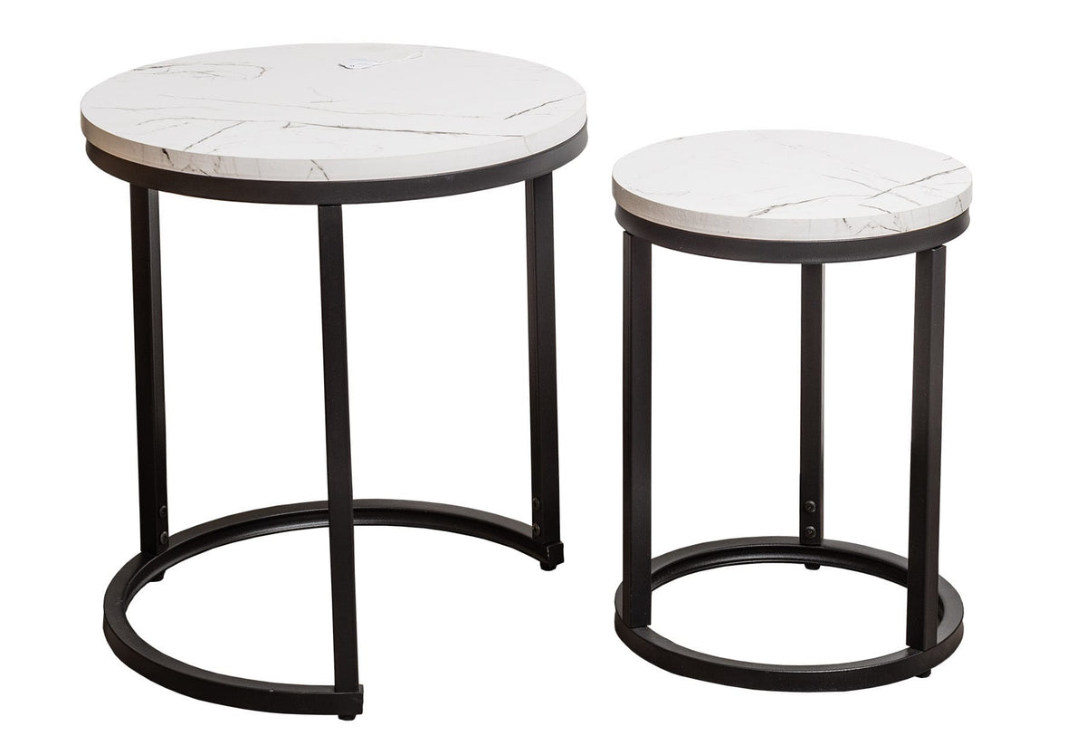 Set of 2 Marble Effect Nesting Tables