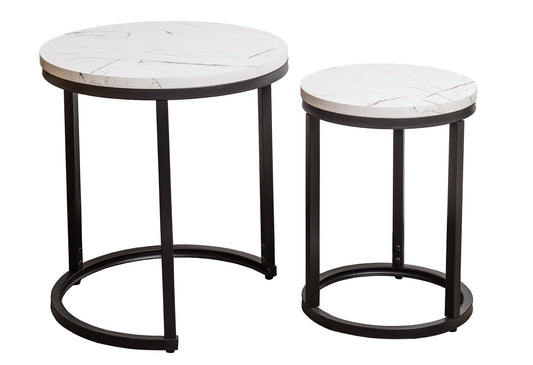 Set of 2 Marble Effect Nesting Tables