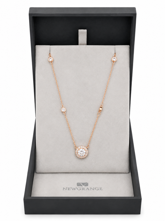 Newgrange Rose Gold Crystal Pendant Necklace