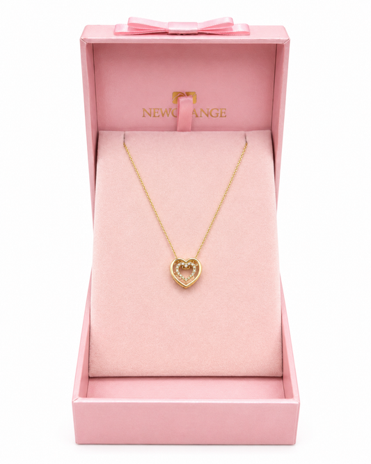 Gold Double Heart Pendant Necklace