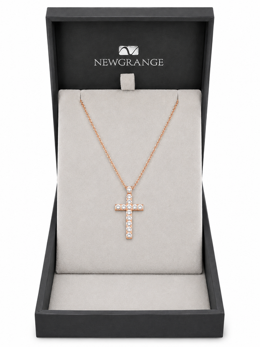 Newgrange Rose Gold Crystal Cross Necklace