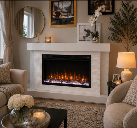 Modern White Electric Fireplace