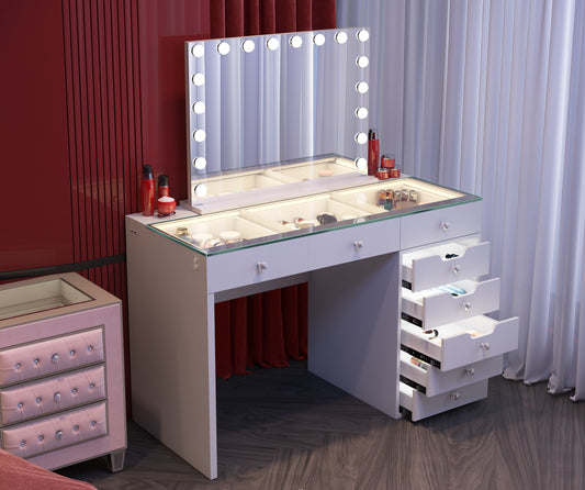 Diana multi drawer Light Up Hollywood Vanity Desk