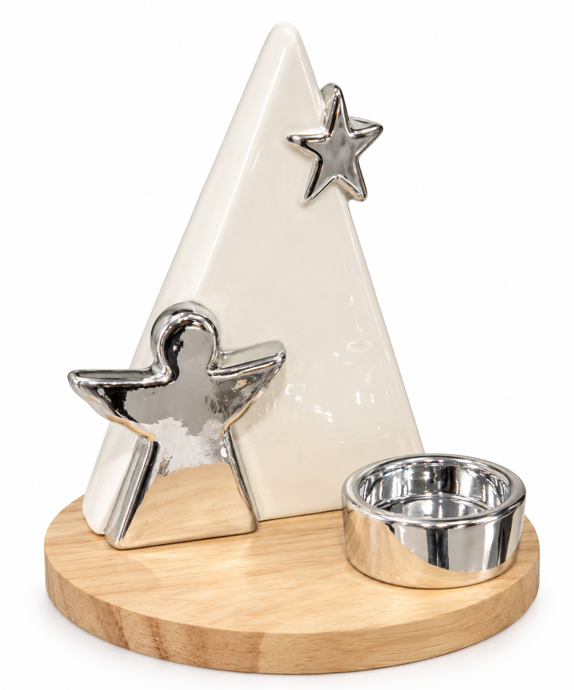Ceramic Christmas Tree & Angel Tealight Holder