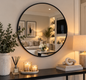 Round Black Slim Frame Wall Mirror