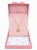 Gold Crystal Halo Pendant Necklace