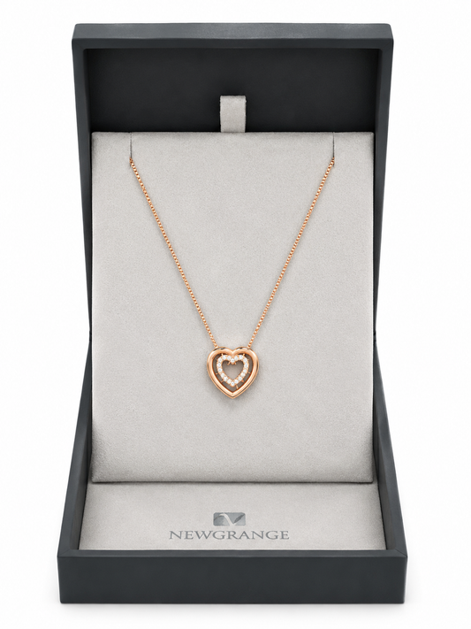 Newgrange Rose Gold Crystal Heart Necklace