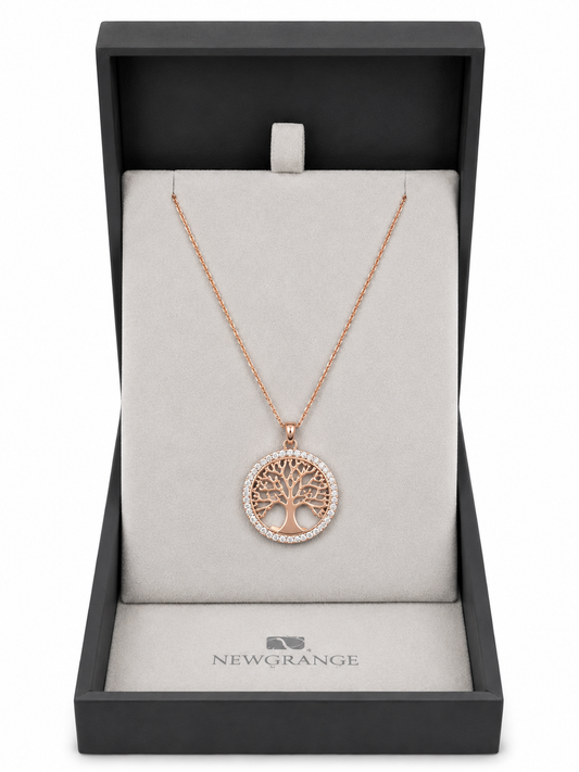 Newgrange Rose Gold Tree of Life Necklace