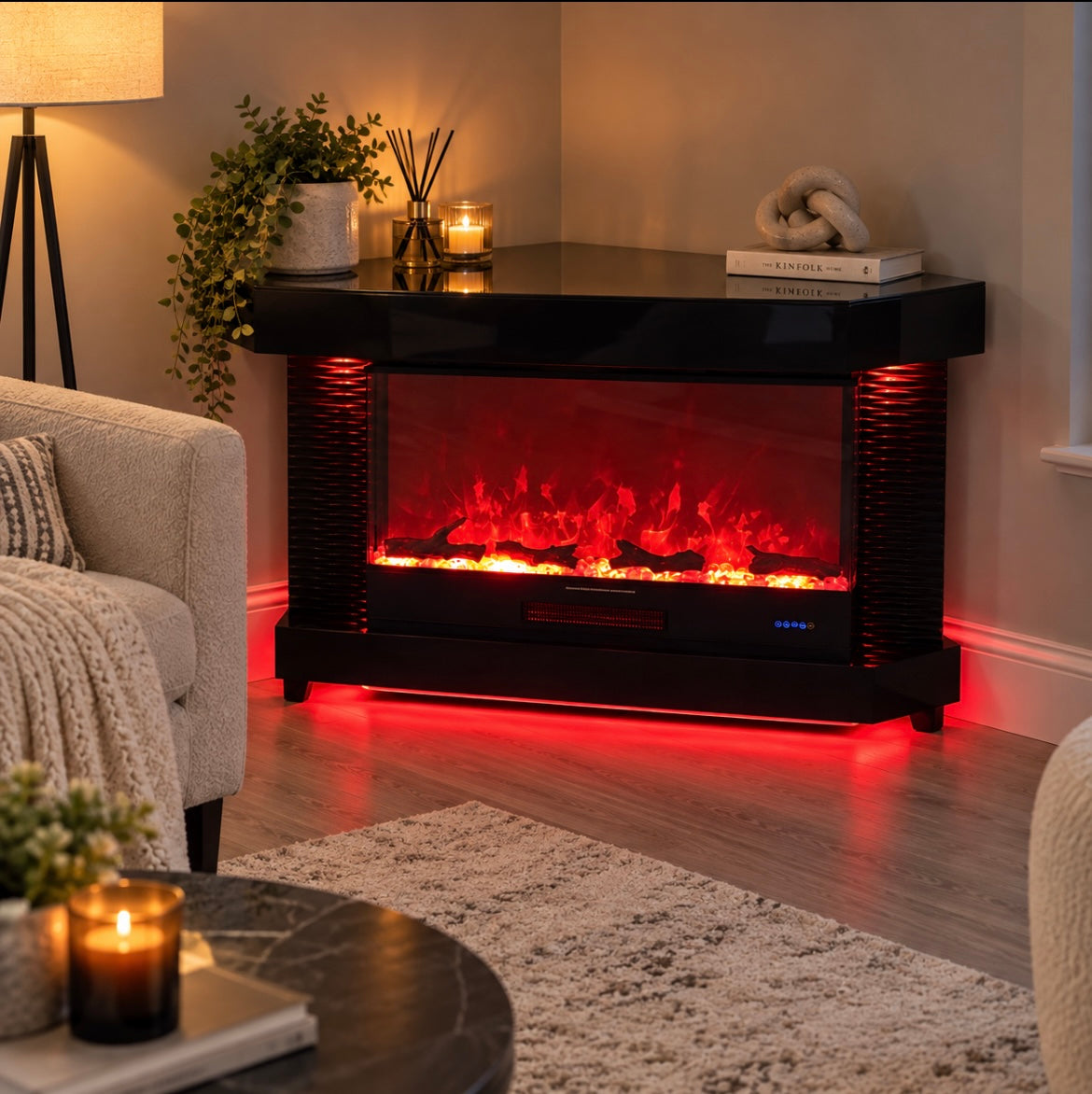 Corner LED Electric Fireplace