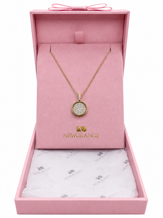 Gold Sparkle Circle Pendant Necklace