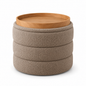 Round Taupe Storage Ottoman Table