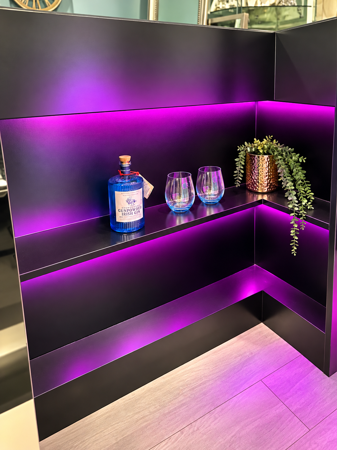 Black Colour-Changing LED Home Bar