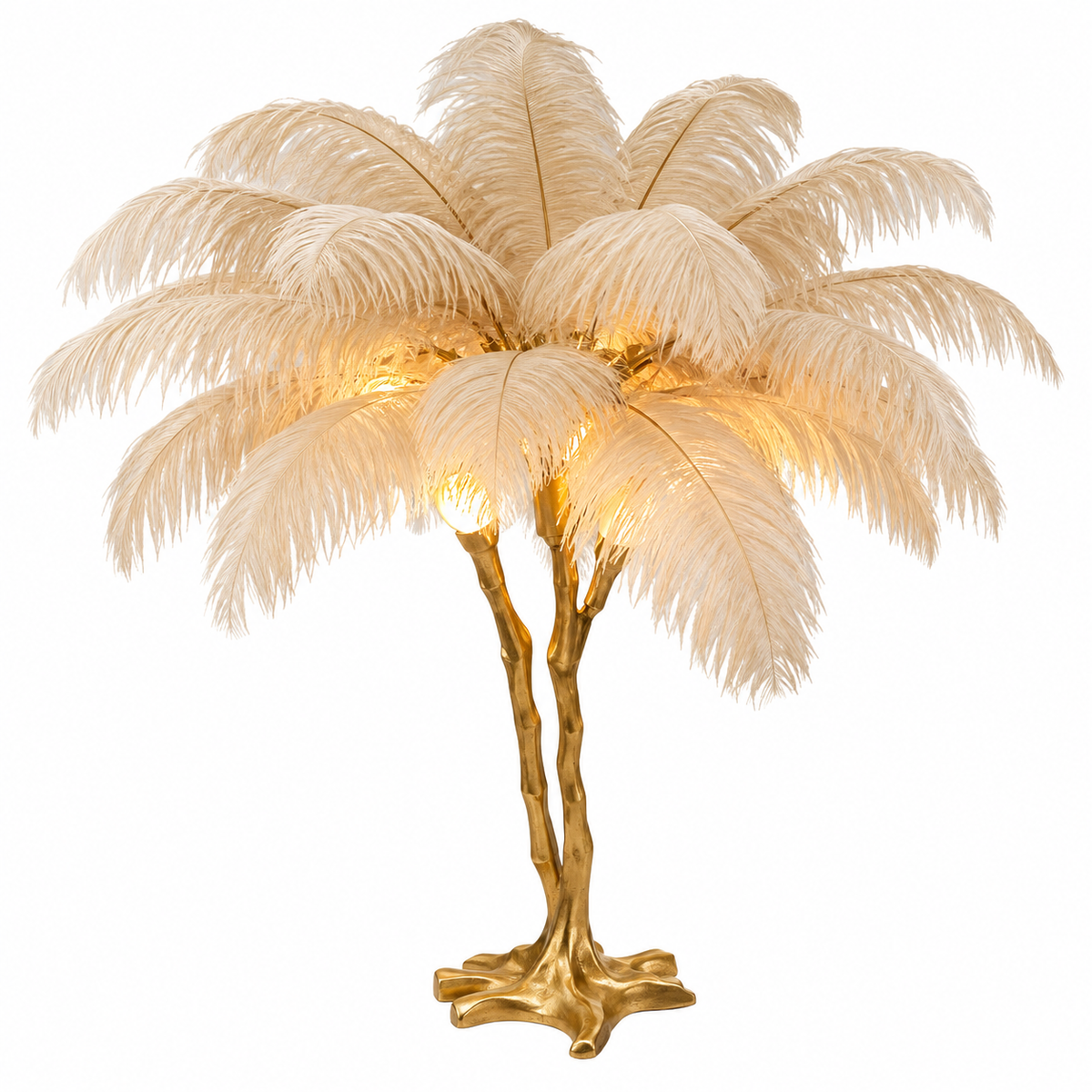 Gold Feather Palm Lamp