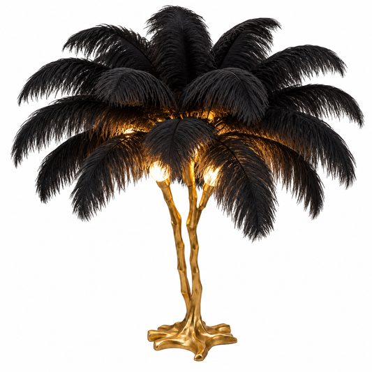 Black Feather Palm Lamp
