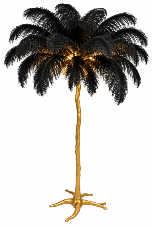 Black Feather Palm Floor Lamp