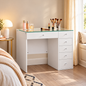 White Glass Top Dressing Table