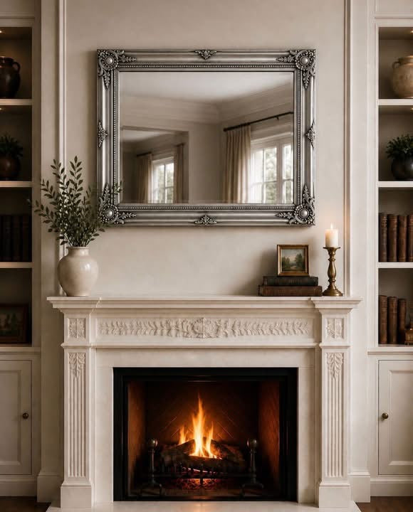 Ornate Silver Rectangular Wall Mirror