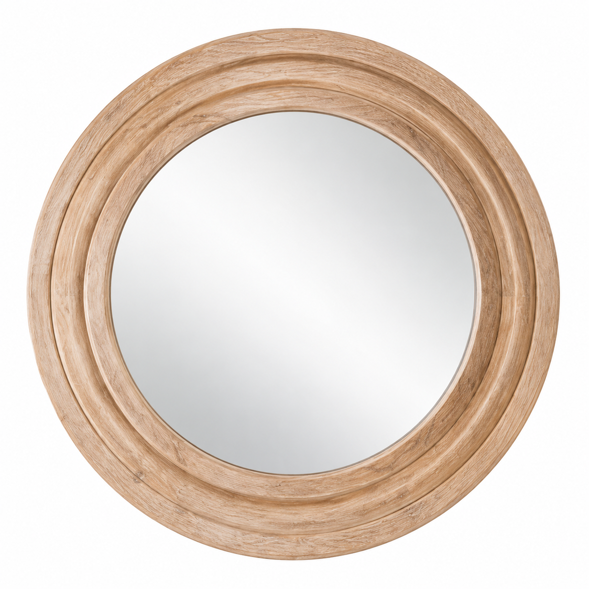 Round Natural Wood Effect Wall Mirror