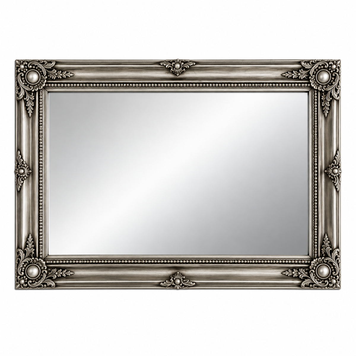 Ornate Silver Rectangular Wall Mirror