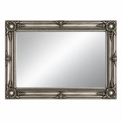 Ornate Silver Rectangular Wall Mirror