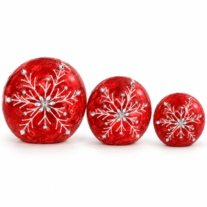 Set of 3 Red LED Snowflake Christmas Lights